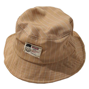 Casual Pinstripe Bucket Hat - Beige