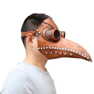 Medieval Steampunk Plague Doctor Mask with Birdlike Beak! Version 1 - Tan Brown