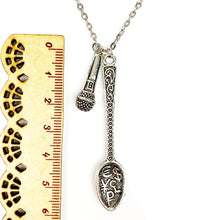 Load image into Gallery viewer, Money Spoon with Microphone 🎤💫  Pendant Chain Necklace - Silver