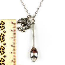 Load image into Gallery viewer, Mushroom Pendant 🍄 Necklace/Chain 24&quot; with Large Silver Tea Spoon 🥄