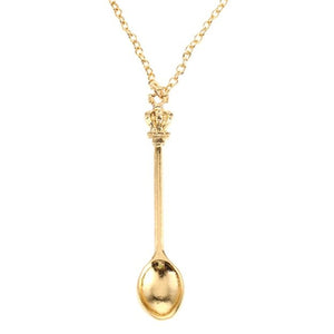 Gold Tea Spoon Pendant Chain / Necklace 20"