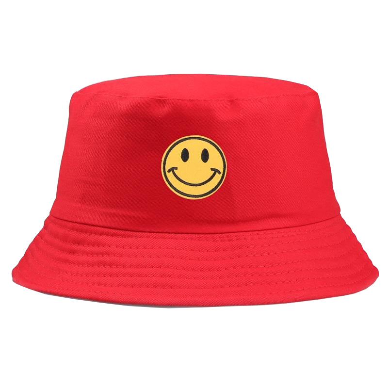 Smiley Face Bucket Hat - Red