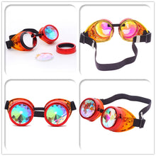Load image into Gallery viewer, Red &amp; Orange Fusion Goggles with Rainbow Kaleidoscope Lenses 🔮 (X Range)