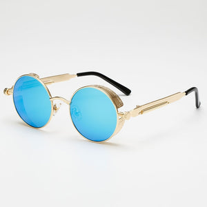 Steaming - Men's Steampunk Party Sunglasses - Gold Frames + Clear Lenses