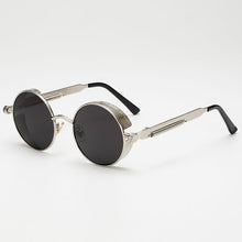 Load image into Gallery viewer, Steaming - Men&#39;s Steampunk Party Sunglasses - Silver Frames + Blue Lenses