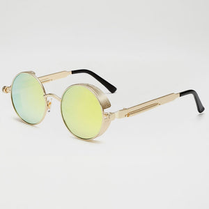 Steaming - Men's Steampunk Party Sunglasses - Gold Frames + Black Lenses