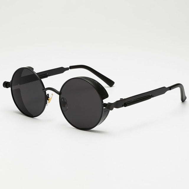 Steaming - Men's Steampunk Party Sunglasses - Black Frames + Black Lenses