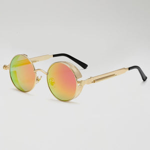 Steaming - Men's Steampunk Party Sunglasses - Gold Frames + Black Lenses