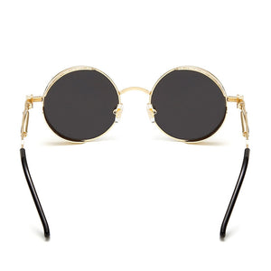 Steaming - Men's Steampunk Party Sunglasses - Gold Frames + Red Lenses