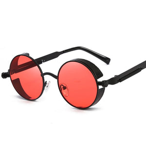 Steaming - Men's Steampunk Party Sunglasses - Black Frames + Red Lenses