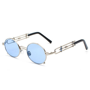 Smokey - Men's Vintage Sunglasses - Silver Frame + Blue Lenses