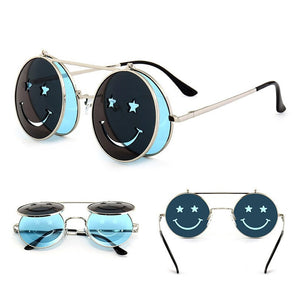 Smiley Face Flip Up Tinted Glasses 😊💃🕺 - Pink