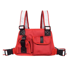 Load image into Gallery viewer, Black Chest Rig Bag with Reflective Straps - Night Vision (Black and Red Designs)