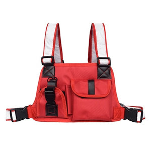 Red Chest Rig Bag with Reflective Straps - Night Vision (Red & Black Designs)