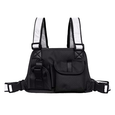 Black Chest Rig Bag with Reflective Straps - Night Vision (Black and Red Designs)