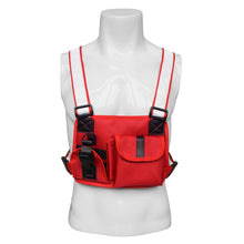 Load image into Gallery viewer, Black Chest Rig Bag with Reflective Straps - Night Vision (Black and Red Designs)