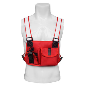 Black Chest Rig Bag with Reflective Straps - Night Vision (Black and Red Designs)