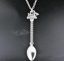 Load image into Gallery viewer, Very Large Silver Teaspoon on a Necklace Chain 25&quot;