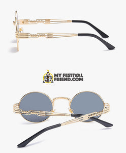 Trapper - Vintage Quavo-Style Sunglasses - Gold Frame + Black Lenses