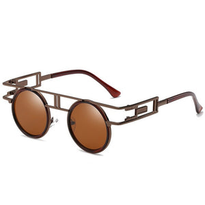 Dapper Don - Vintage Round Men's Sunglasses - Gold Frames + Tan Lenses