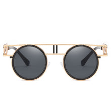 Load image into Gallery viewer, Dapper Don - Vintage Round Men&#39;s Sunglasses - Gold Frame + Black Lenses