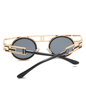 Gold & Black Vintage Round Sunglasses from behind Classic Men's double barrel frame Metal Sun Glasses Fashion-Shades Brand Design Gafas Retro Oculos