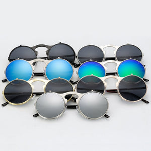 Flip The Script - Sunglasses With Flip Frames - Gold Frames + Red Lenses