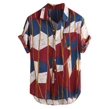 Load image into Gallery viewer, Burgundy &amp; Blue Mosaic Shirt