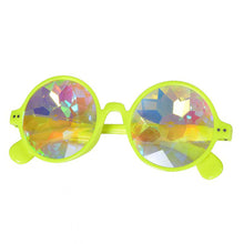 Load image into Gallery viewer, Neon Yellow Round Frame Kaleidoscope Glasses 🔮 (X Range)