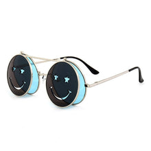 Load image into Gallery viewer, Smiley Face Flip Up Tinted Glasses 😊🕺 - Blue