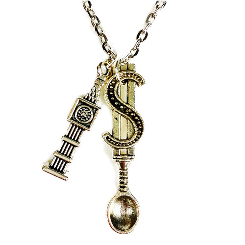 Dolla Spoon & Big Ben Chain Necklace - Silver