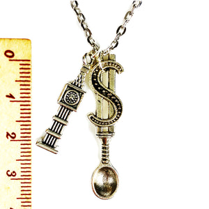 Dolla Spoon & Big Ben Chain Necklace - Silver