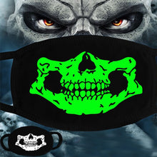 Load image into Gallery viewer, Black &amp; Neon Green Skull &amp; Teeth Snoods - Skull 2