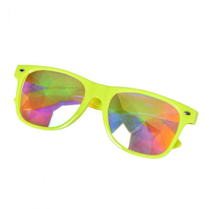 Neon Yellow Frame Wayfarer Kaleidoscope Glasses 🔮 (X Range)