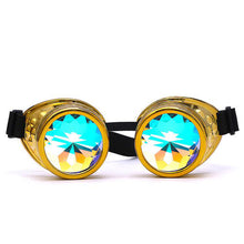 Load image into Gallery viewer, Gold Goggles with Rainbow Kaleidoscope Lenses 🔮 (X Range)