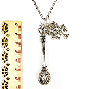 Sophisticated Decadence Spoon with Money Tree 🤑🌲 Chain Necklace - Silver