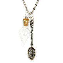 Load image into Gallery viewer, Money Spoon with Decorative Glass Cork Vial Chain Necklace