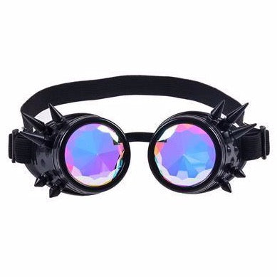 Black Spike Steampunk Goggles with Kaleidoscope Lenses 🔮 (X Range)