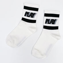 Load image into Gallery viewer, Time to Play Socks - White &amp; Black