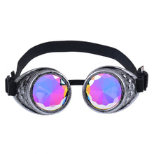 Load image into Gallery viewer, Chrome Silver Steampunk Goggles with Kaleidoscope Lenses 🔮 (X Range)