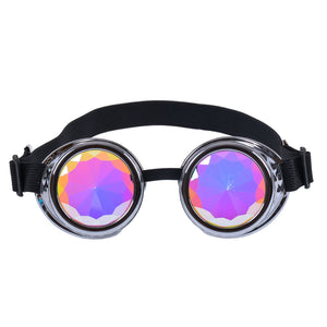 Chrome Silver Steampunk Goggles with Kaleidoscope Lenses 🔮 (X Range)