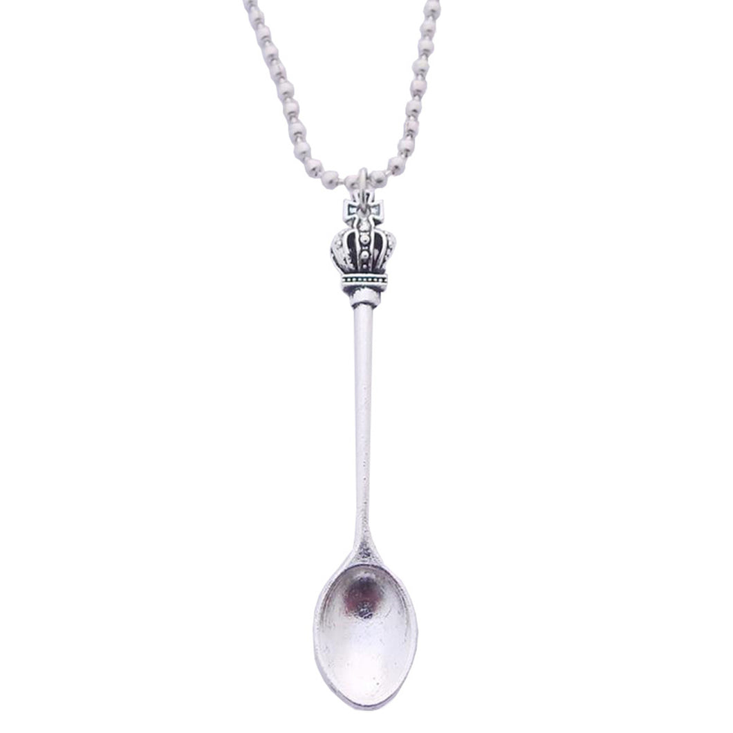 Large Pendant Tea Spoon on Silver Ball Chain / Necklace 24