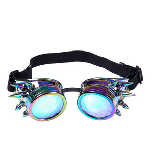 Neon & Silver Spike Steampunk Goggles with Kaleidoscope Lenses 🔮 (X Range)