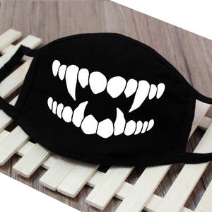 Black Grin-Face Mouth Coverings - Panther