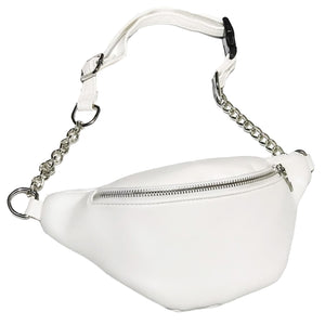 Leather Look Waist Bag ft. Silver Chain & Zipper - All Colours (2)