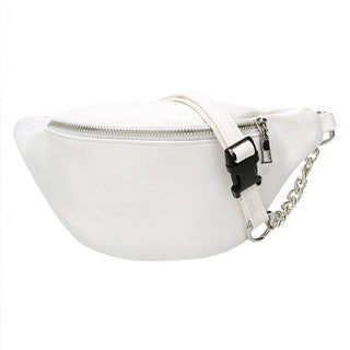 Leather Look Waist Bag ft. Silver Chain Zipper All Colours 2