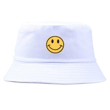 Load image into Gallery viewer, Smiley Face Bucket Hat - White