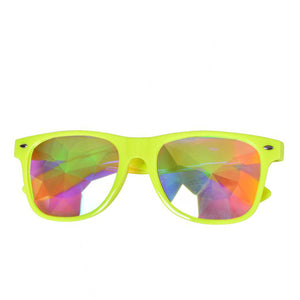 Neon Yellow Frame Wayfarer Kaleidoscope Glasses 🔮 (X Range)